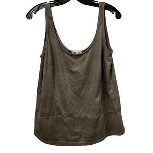 AG Adriano Goldschmied‎ Top Faux Suede Taupe Brown M Relaxed Scoop Sleeveless